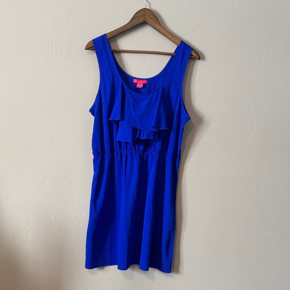 Ultra Pink Royal Blue Ruffle Dress